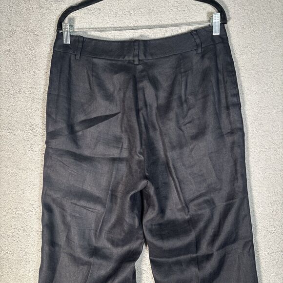 Lauren Ralph Lauren Women Size 12 100% Linen Dress Pants Navy Blue Pleated Front - Picture 8 of 10